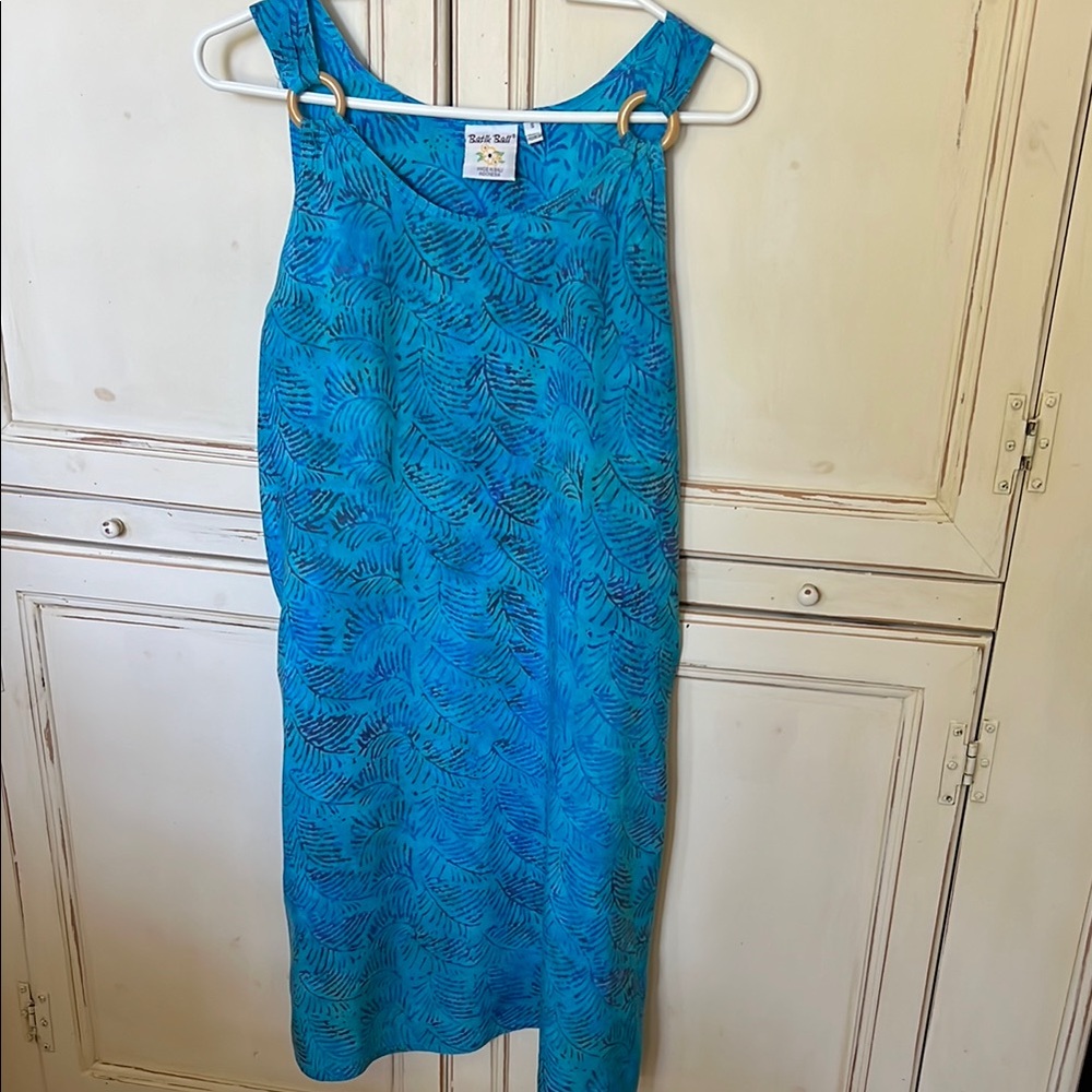 Blue Tropical Print Dress by Batik Bali